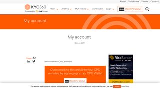My account - KYC360 - RiskScreen