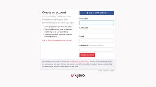 Register for a Kyero.com account - Log in