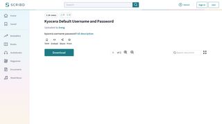 Kyocera Default Username and Password | Crime Prevention ... - Scribd