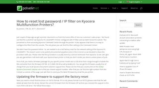 How to reset lost password / IP filter on Kyocera Multifunction Printers ...