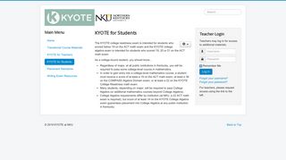 KYOTE for Students - KYOTE at NKU