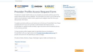 Provider Profile Access Request Form | Providence Health and Services