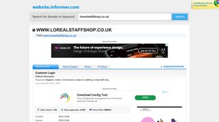 lorealstaffshop.co.uk at WI. Customer Login - Website Informer