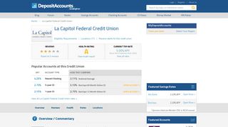 La Capitol Federal Credit Union Reviews and Rates - Deposit Accounts
