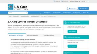 L.A. Care Covered Member Documents | L.A. Care Health Plan