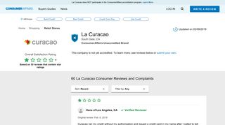Top 59 Reviews and Complaints about La Curacao