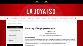 La Joya ISD - Summary of Employee Benefits