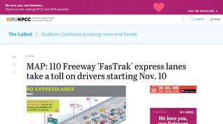 MAP: 110 Freeway 'FasTrak' express lanes take a toll on drivers - KPCC