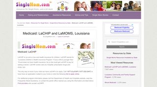 Medicaid: LaCHIP and LaMOMS, Louisiana - Single Mom
