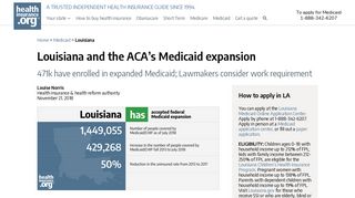 Louisiana and the ACA's Medicaid expansion: eligibility, enrollment ...