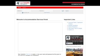 LaTrobe University - Welcome to Accommodation Services Portal