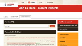 LMS login - FAQs for Current Students, La Trobe University - Service