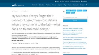 My Students always forget their LabTutor Login / Password details ...