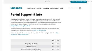 Portal Support & Info | Lab Aids