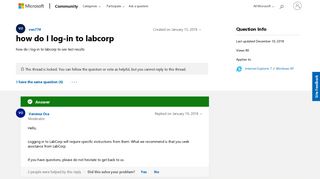 how do I log-in to labcorp - Microsoft Community