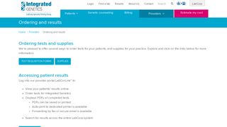 Provider - Ordering and Results | Integrated Genetics