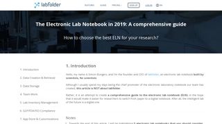 The Electronic Lab Notebook in 2019: A comprehensive ... - Labfolder