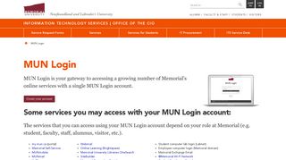 MUN Login | Information Technology Services | Memorial University of ...