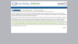 Labor Staffing's 2-minute Pre-Employment Eligibility Questionnaire