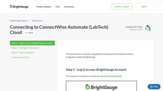 Connecting to ConnectWise Automate (LabTech) Cloud ...