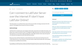 Can I connect to LabTutor Server over the Internet if I don't have ...