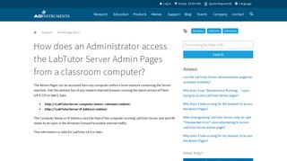 How does an Administrator access the LabTutor Server Admin Pages ...