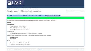 Off-Campus Login Instructions - Los Angeles City College LibGuides!