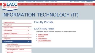 Faculty Portals - Los Angeles City College