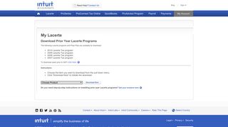 My Lacerte - Downloads - Prior Year Downloads - Accountants - Intuit