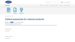 Default passwords for network products | Seagate Support - LaCie