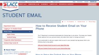 Student Email - Phone Setup - Los Angeles City College