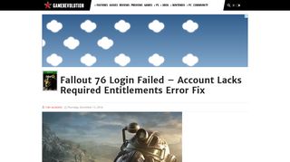 Fallout 76 Login Failed - Account Lacks Required Entitlements Error ...