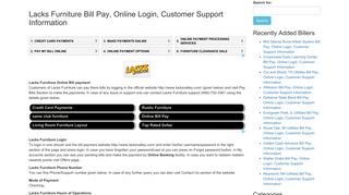 Lacks Furniture Bill Pay, Online Login, Customer Support Information