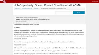 Job Opportunity: Docent Council Coordinator at LACMA - Museum-Ed