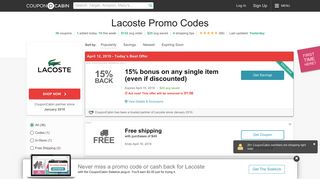 15% Off Lacoste Coupons & Promo Codes - February 2019