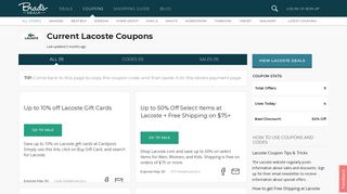 50% off Lacoste Coupons & Promo Codes - February 2018 | Brad's ...