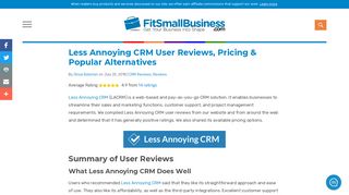 Less Annoying CRM User Reviews, Pricing & Popular Alternatives