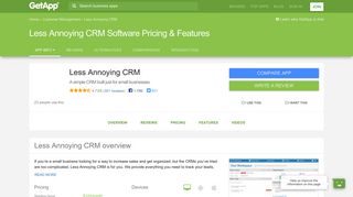 Less Annoying CRM Software 2019 Pricing & Features | GetApp®