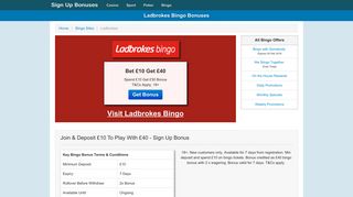 Ladbrokes Bingo Bonuses & New Customer Offers ... - Sign Up Bonuses