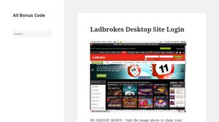 Ladbrokes Desktop Site Login - Bonus Code