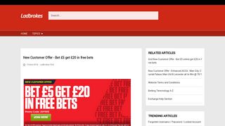 New Customer Offer - Bet £5 get £20 in free bets - Help - Ladbrokes