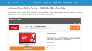 Ladbrokes Sports Betting | Bet £5 Get £20 in Free Bets