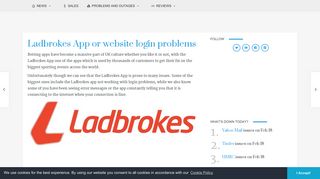 Ladbrokes App or website login problems, Jan 2019