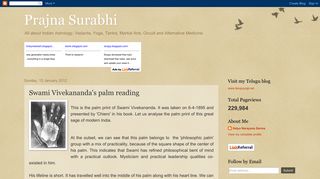 Prajna Surabhi: Swami Vivekananda's palm reading
