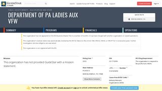 Department of PA Ladies Aux VFW - GuideStar Profile