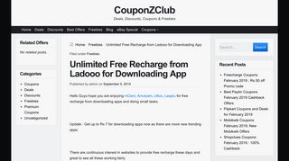 Unlimited Free Recharge from Ladooo for Downloading App