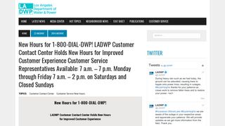 New Hours for 1-800-DIAL-DWP! LADWP Customer Contact Center ...