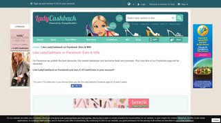 Like LadyCashback on Facebook: Earn & WIN - LadyCashback.co.uk