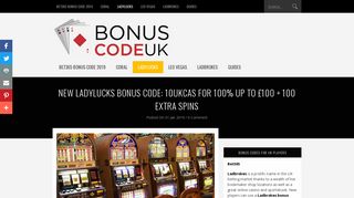 LadyLucks Bonus Code & Review January 2019: 10UKCAS For 100 ...