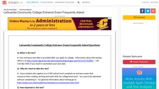 LaGuardia Community College Entrance Exam Frequently Asked